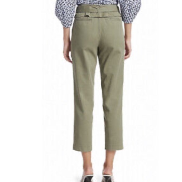 Derek Lam 10 Crosby Army Green Malia Paperbag Waist Straight Pants - Picture 5 of 9